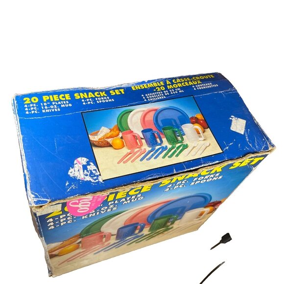 Vintage 20 Pc Snack Set Plastic Tableware 4 Person Setting Camping Picnic Orange - Picture 3 of 6